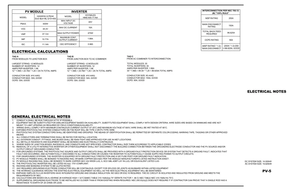 Sample 2 PV-5 · Electrical Calcs